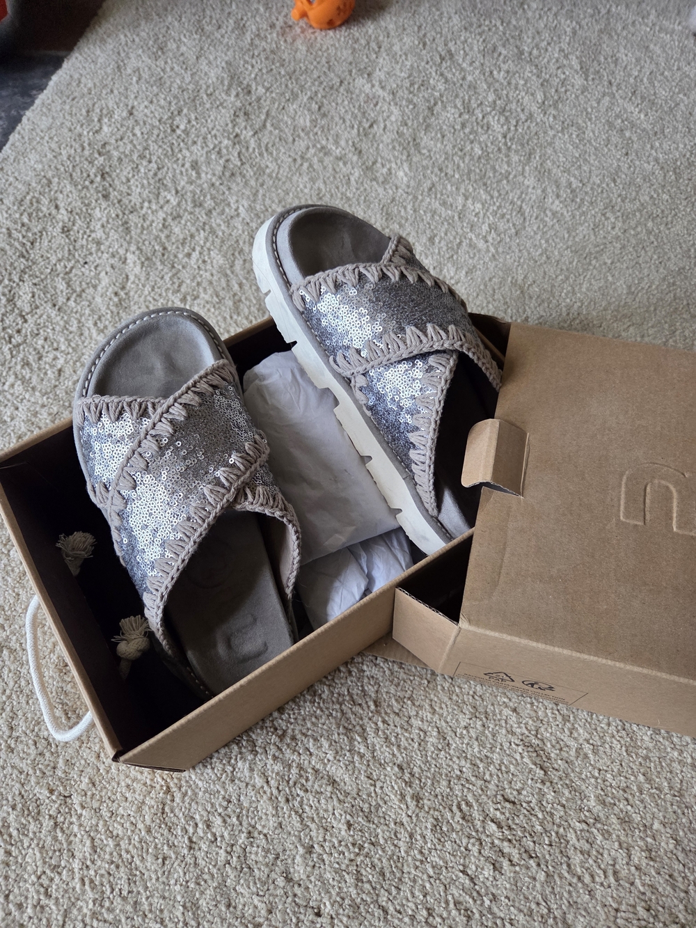 MOU Microsequin Crossover Sandal Gunmetal Size 37 - Picture 6 of 7